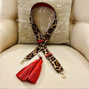 Kate Spade ♠️ Purse Strap and Tassle Set in Leopard Pony Hair and Red Leather
